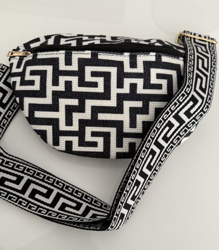 Δίχρωμο τσαντάκι Crossbody  άσπρο -μαύρο