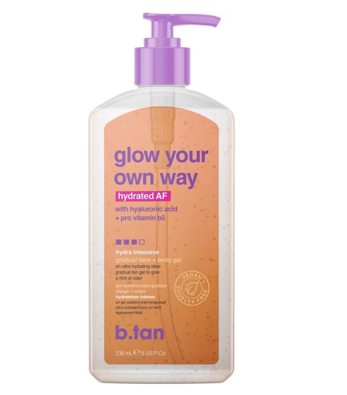 Glow your own way hydrated AF 236ml, Διαφανές Self tan gel προσώπου και σώματος - BTan