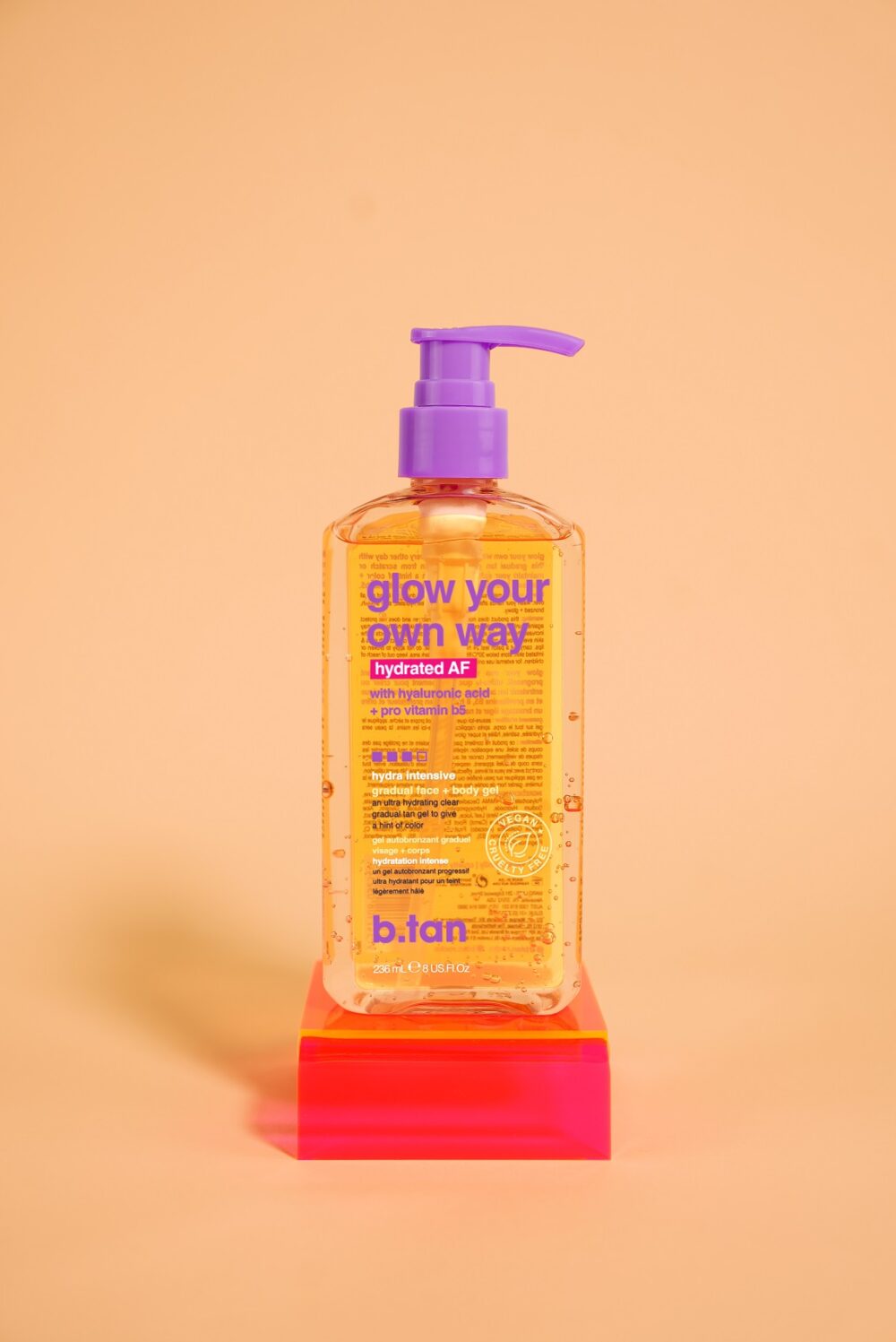 Glow your own way hydrated AF 236ml, Διαφανές Self tan gel προσώπου και σώματος - BTan