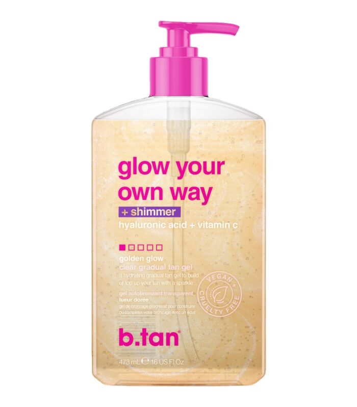 Glow your own way shimmer 473ml, Διαφανές Self tan gel μαυρίσματος με shimmer - BTan