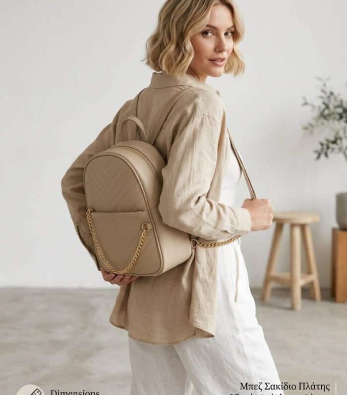 Beige Elegance Mini Backpack
