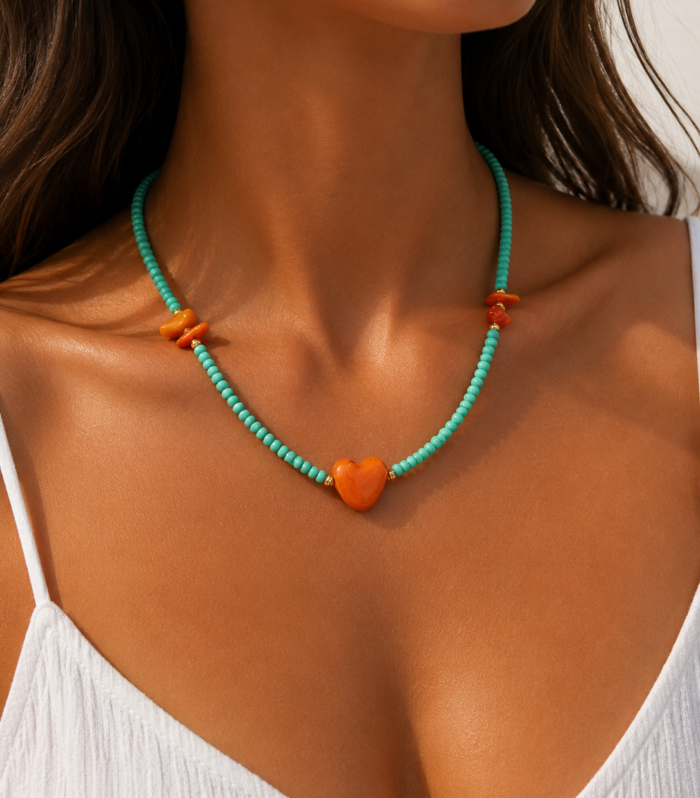 Coral Heart Necklace
